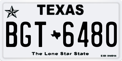 TX license plate BGT6480
