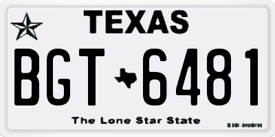 TX license plate BGT6481