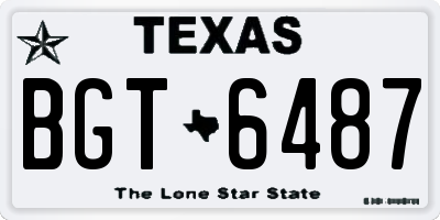 TX license plate BGT6487