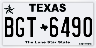 TX license plate BGT6490