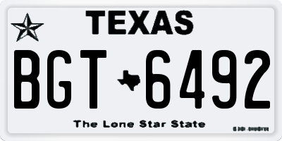 TX license plate BGT6492