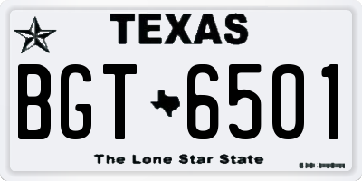 TX license plate BGT6501