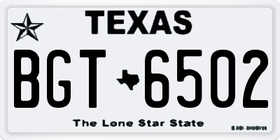 TX license plate BGT6502
