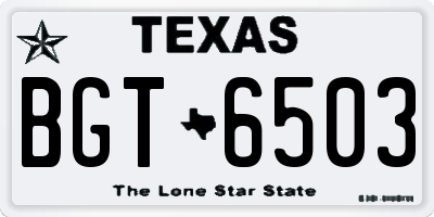 TX license plate BGT6503