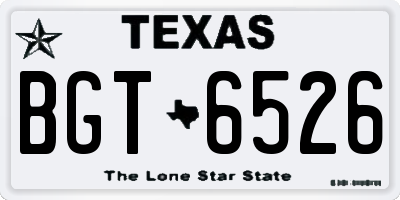 TX license plate BGT6526