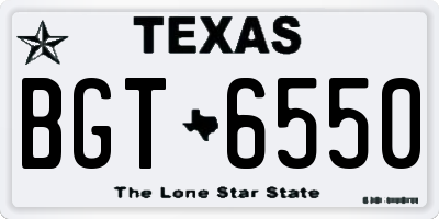 TX license plate BGT6550