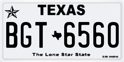 TX license plate BGT6560