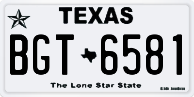 TX license plate BGT6581