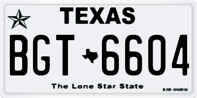 TX license plate BGT6604