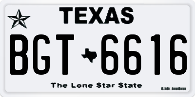 TX license plate BGT6616