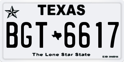 TX license plate BGT6617
