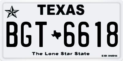TX license plate BGT6618