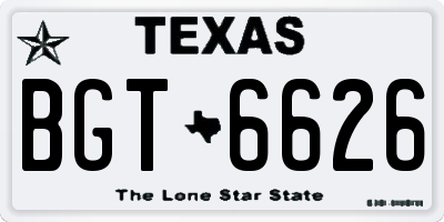 TX license plate BGT6626
