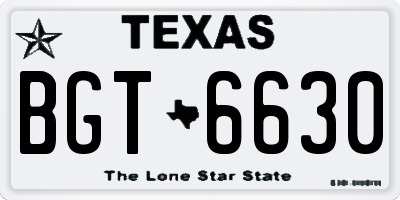 TX license plate BGT6630