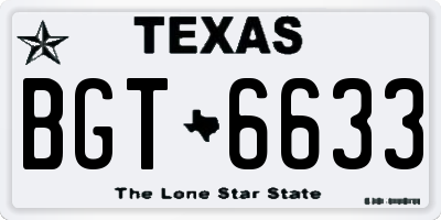 TX license plate BGT6633