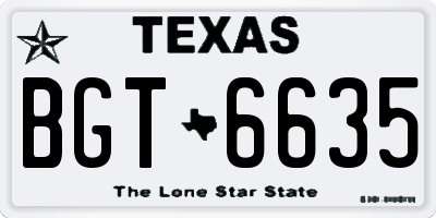 TX license plate BGT6635