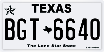 TX license plate BGT6640