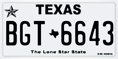 TX license plate BGT6643