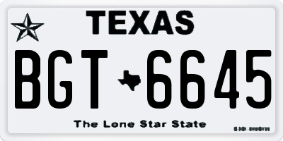 TX license plate BGT6645