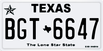 TX license plate BGT6647
