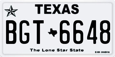 TX license plate BGT6648