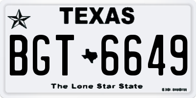 TX license plate BGT6649