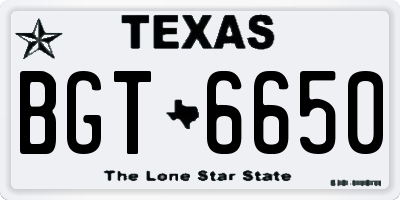 TX license plate BGT6650