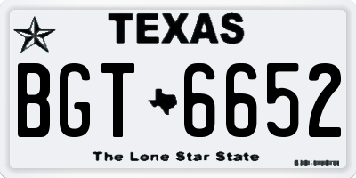 TX license plate BGT6652
