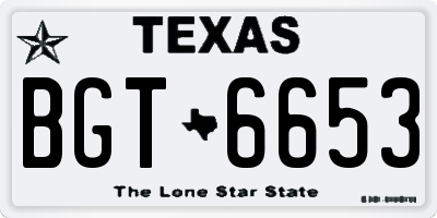 TX license plate BGT6653