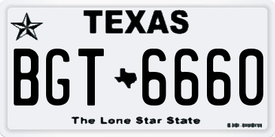 TX license plate BGT6660