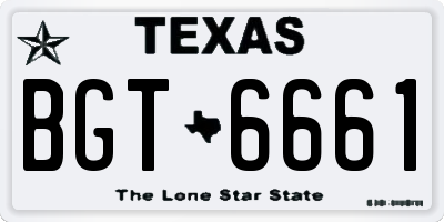 TX license plate BGT6661