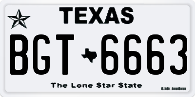 TX license plate BGT6663