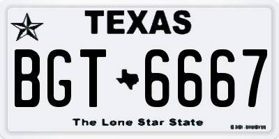 TX license plate BGT6667