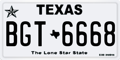 TX license plate BGT6668