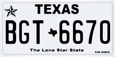 TX license plate BGT6670