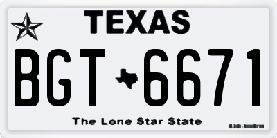 TX license plate BGT6671