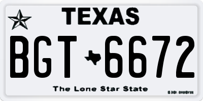 TX license plate BGT6672