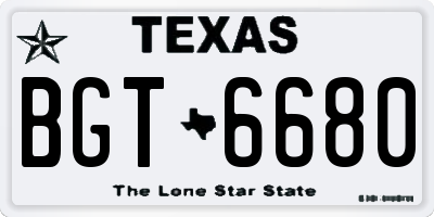 TX license plate BGT6680