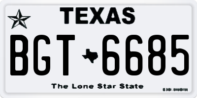 TX license plate BGT6685