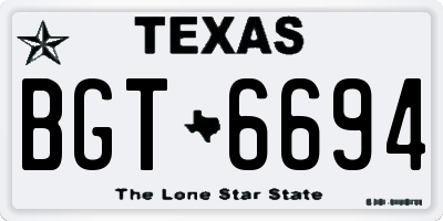 TX license plate BGT6694