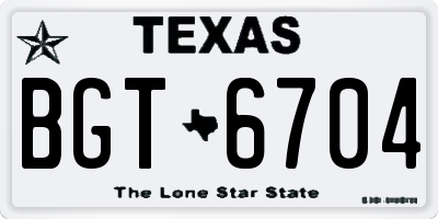 TX license plate BGT6704