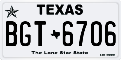 TX license plate BGT6706