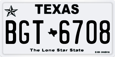 TX license plate BGT6708