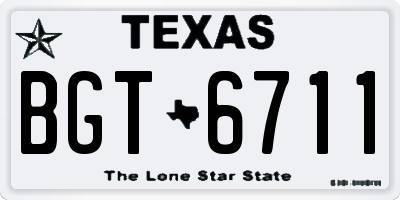 TX license plate BGT6711