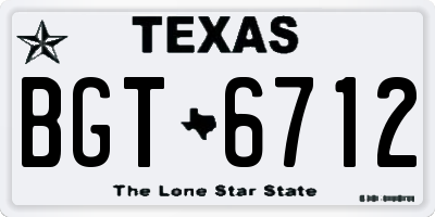 TX license plate BGT6712