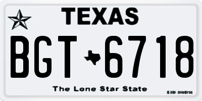 TX license plate BGT6718