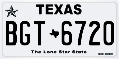 TX license plate BGT6720
