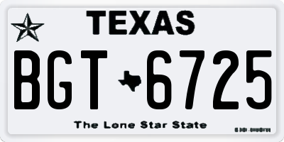 TX license plate BGT6725