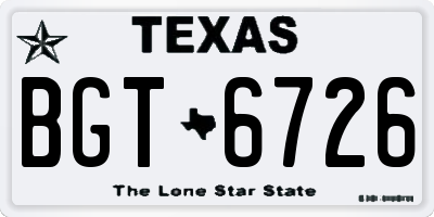 TX license plate BGT6726