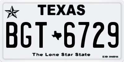 TX license plate BGT6729